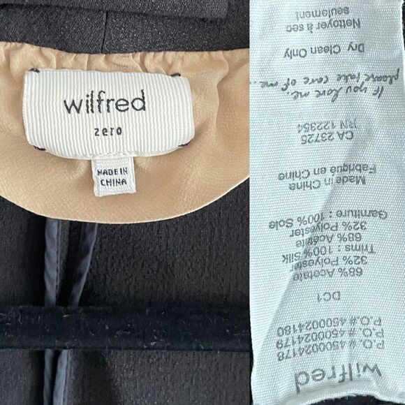 ARITZIA Wilfred Chevalier Open Front Cropped Blazer Jacket Black 0 - Picture 7 of 7